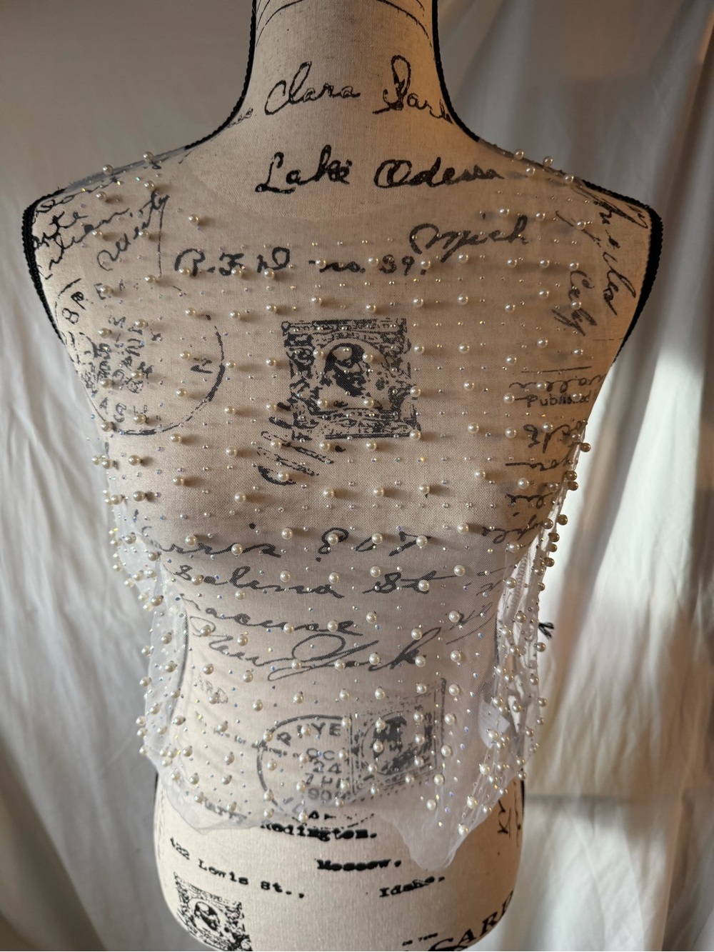 Haute Monde Ivory Sheer Pearl-Embellished Overlay